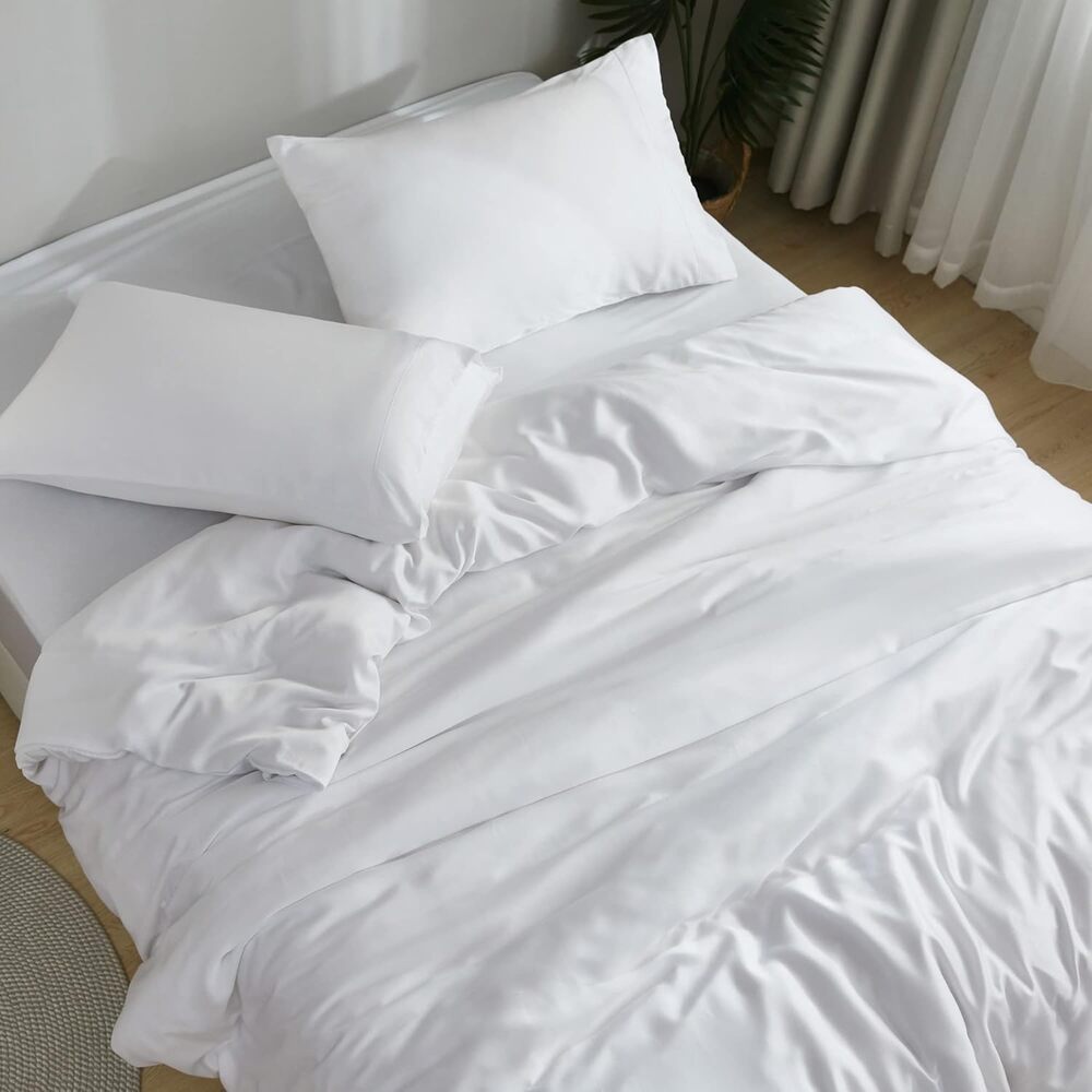 NWT Sijo DOZ Bamboo Sheet Set 2 PC- 1 Pillowcases 1 Fitted Sheet Snow Twin